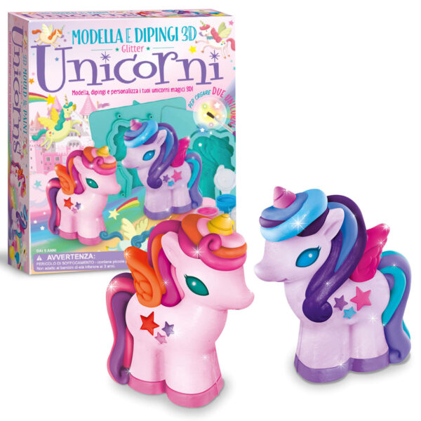 Modella e Dipingi - Unicorni Glitter 3D